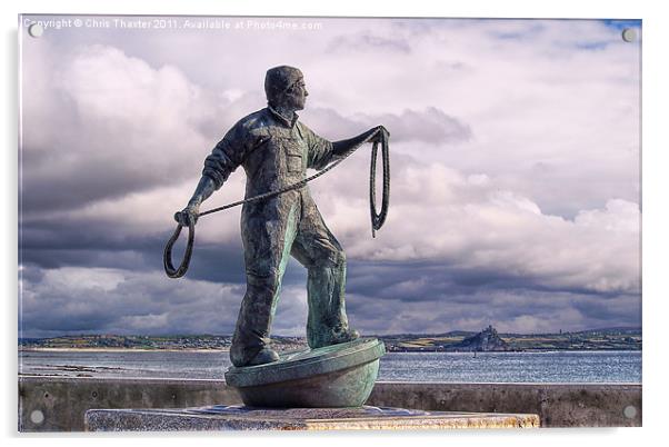 Fishermen memorial, Newlyn Acrylic by Chris Thaxter