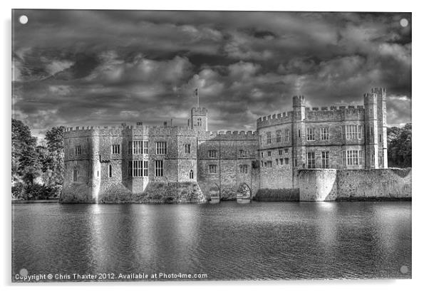 Leeds Castle in Black and White Acrylic by Chris Thaxter