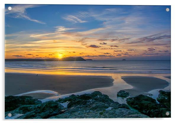Polzeath Sunset 3 Acrylic by Chris Thaxter