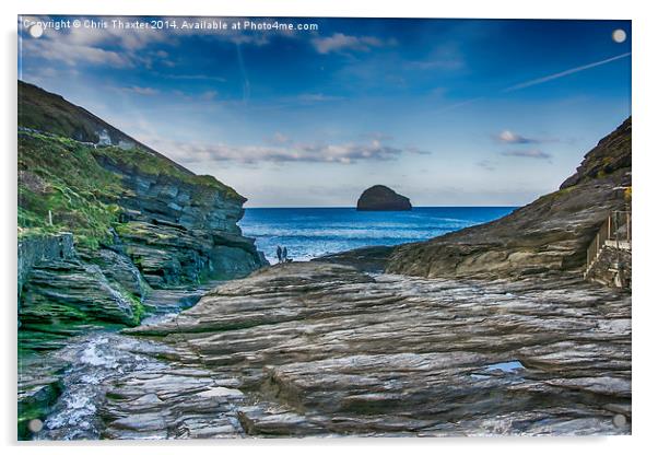 Trebarwith Strand Cornwall Acrylic by Chris Thaxter