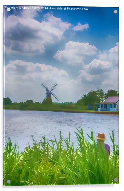 Fishing the Norfolk Broads   Acrylic by Chris Thaxter