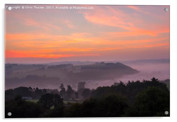 Taw Valley Misty Sunrise Acrylic by Chris Thaxter