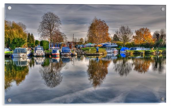 St Neots Marina Reflections Acrylic by Chris Thaxter