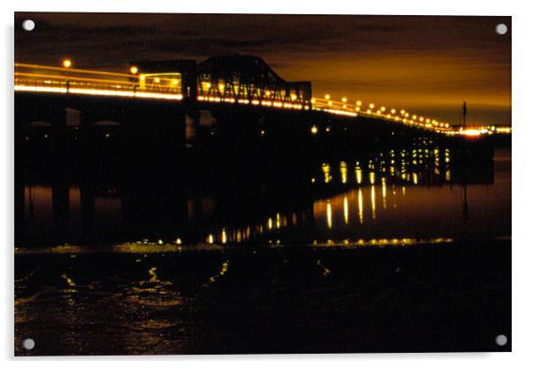 Kincardine bridge by night Acrylic by Fiona McLellan