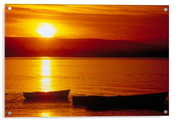 boats at sunset Acrylic by Fiona McLellan