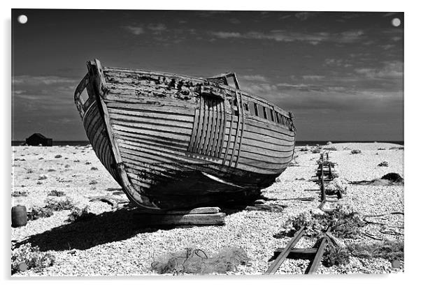 Dungeness Decayed Boat Acrylic by Bel Menpes