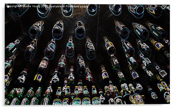 Lager Bottle Abstract Acrylic by Elaine Young