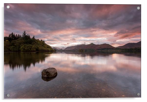  Derwent Water Sunset Acrylic by James Grant