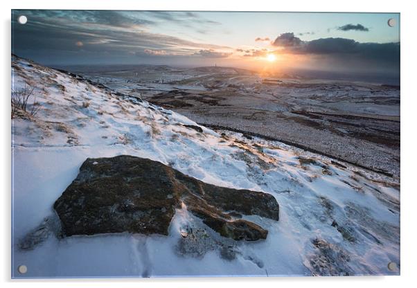  Shutlingsloe Sunset Acrylic by James Grant