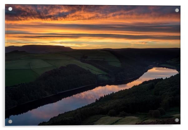 Ladybower under fiery skies Acrylic by James Grant