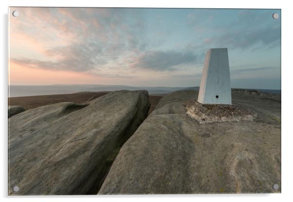 Back Tor Trig Point - Derwent Edge Acrylic by James Grant