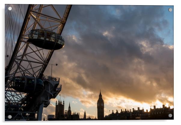 London Eye and Big Ben Acrylic by James Grant