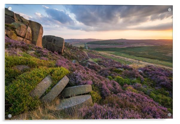 Burbage Rocks Millstones  Acrylic by James Grant