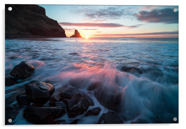 Talisker Bay Sunset Acrylic by James Grant