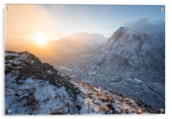 Beinn A'Chrulaiste Winter Sunrise Acrylic by James Grant