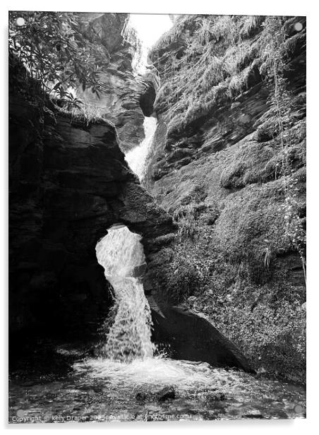 St Nectans Glen waterfall Acrylic by kelly Draper