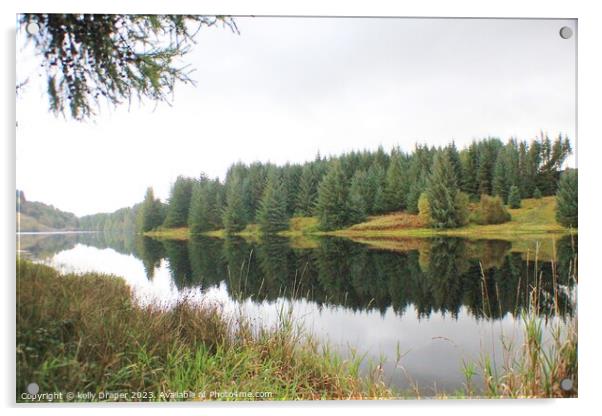 Reflections on Loch Drunkie Acrylic by kelly Draper