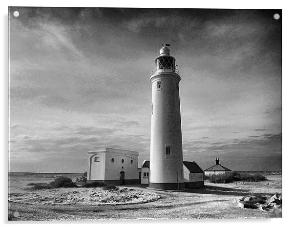 Hurst Point Lighthouse blk/white Acrylic by kelly Draper