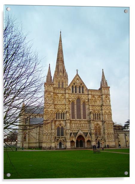 Sailsbury Cathedral Acrylic by kelly Draper