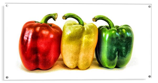 3 peppers Acrylic by Heather Newton