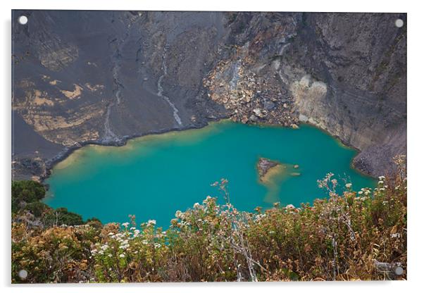 Irazu volcano blue lake Acrylic by Craig Lapsley