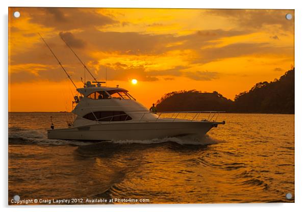 sportfishing boat returns at the end of the day Acrylic by Craig Lapsley