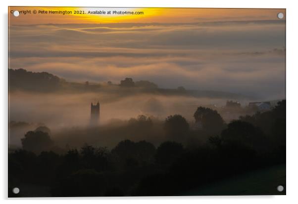 Bradninch in the mist Acrylic by Pete Hemington