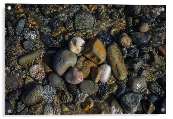 Pebbles and ripples Acrylic by Pete Hemington