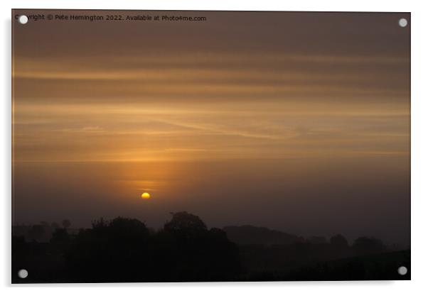 Sunset over Mid Devon Acrylic by Pete Hemington