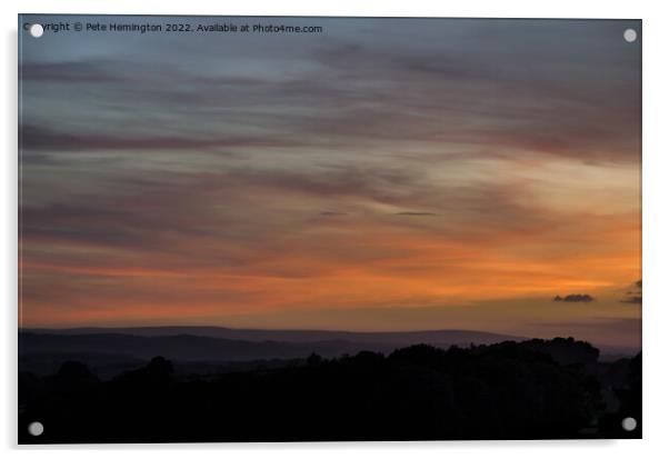 Mid Devon Sunset Acrylic by Pete Hemington