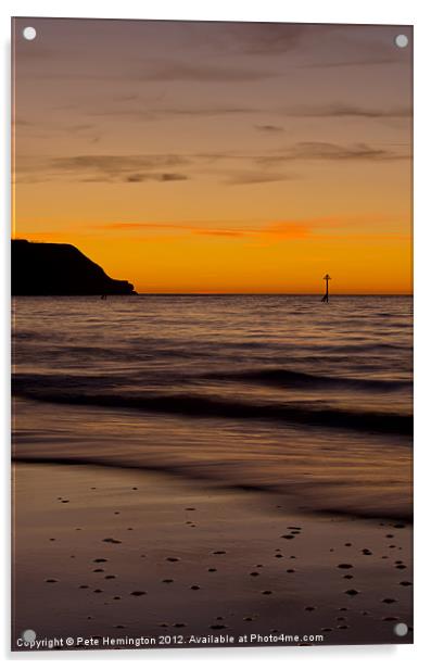 Sunrise Towards Orcombe Point - Exmouth Acrylic by Pete Hemington