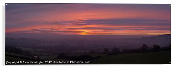 Sunrise over Devon Acrylic by Pete Hemington