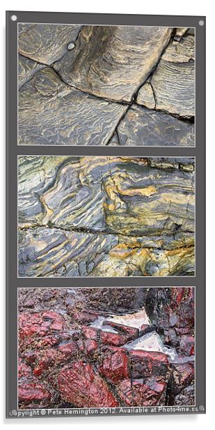 Cornish rock triptych Acrylic by Pete Hemington