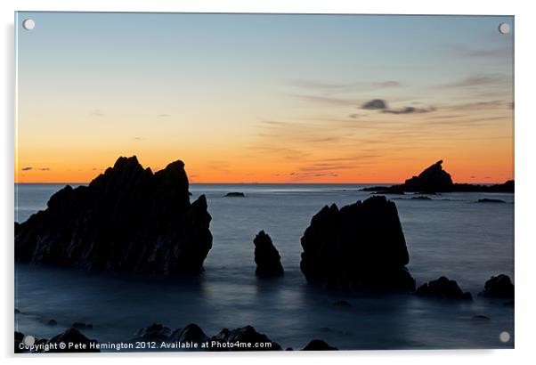 Last light on Blegberry beach Acrylic by Pete Hemington