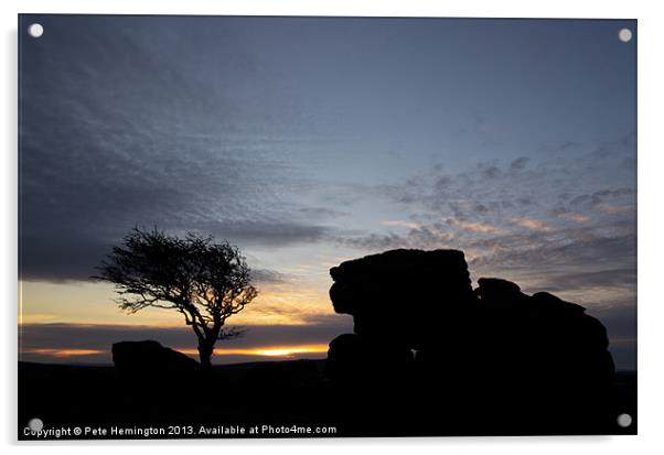 Sunset at Holwell Tor Acrylic by Pete Hemington