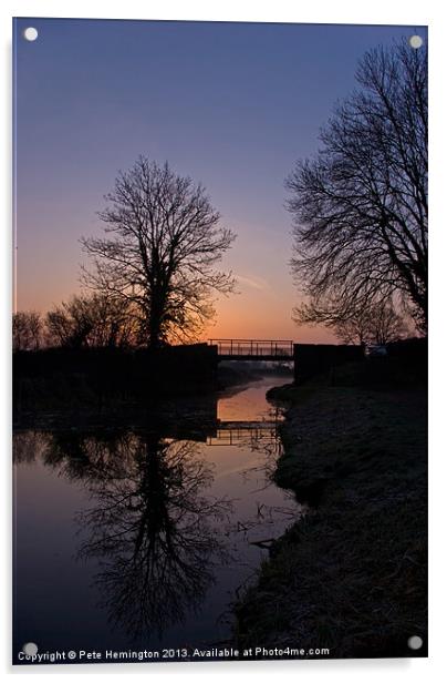 Dawn on the Grand Western Canal Acrylic by Pete Hemington