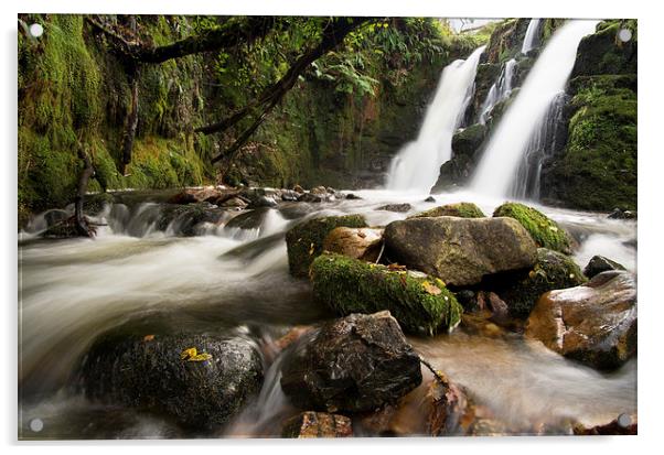 Venford Brook Waterfall Acrylic by Pete Hemington
