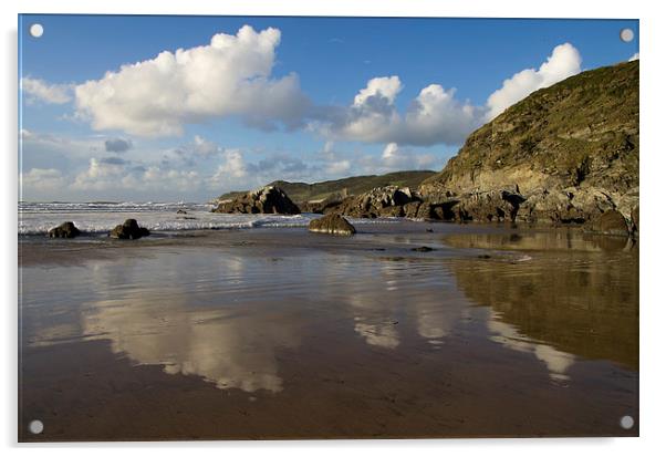 Barricane beach - North Devon Acrylic by Pete Hemington