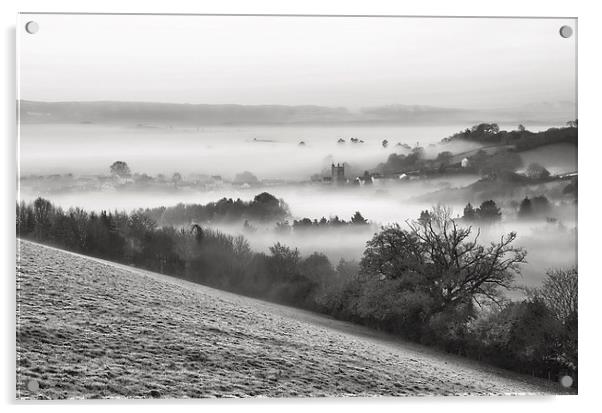 Bradninch in the Mist Acrylic by Pete Hemington