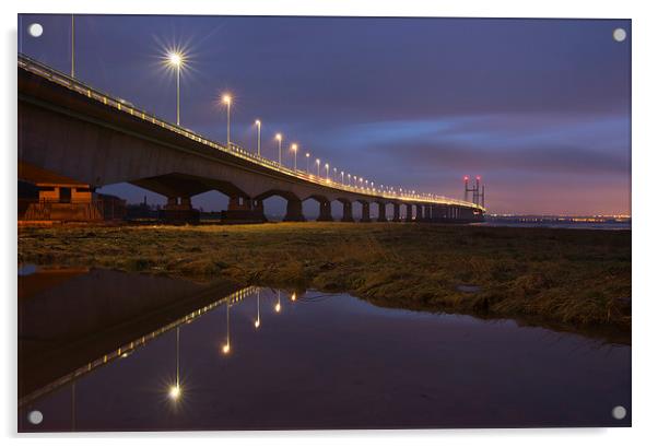 The New Severn Bridge Acrylic by Pete Hemington