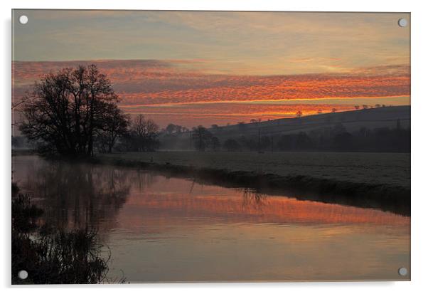 Sunrise over the River Culm Acrylic by Pete Hemington