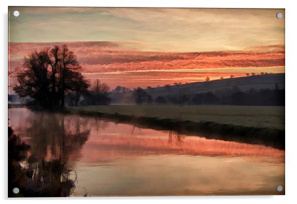 Sunrise over the River Culm Acrylic by Pete Hemington
