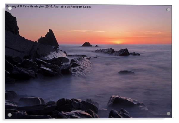  Sunset at Blegberry Beach Acrylic by Pete Hemington