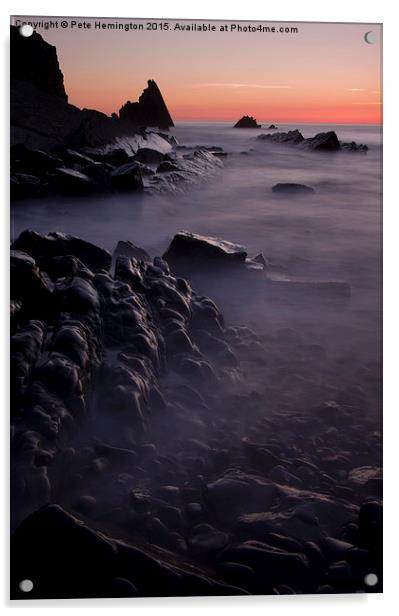  Sunset at Blegberry Beach Acrylic by Pete Hemington