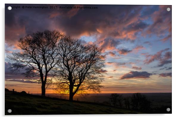 Sunset on Raddon Hill Acrylic by Pete Hemington