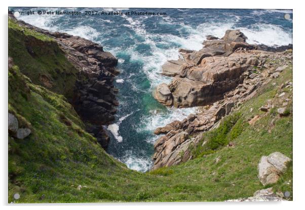 Looking down on the Cornish coast Acrylic by Pete Hemington