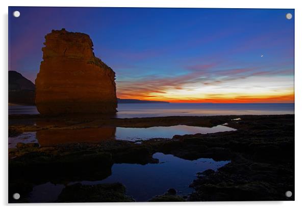 Sunrise at Ladram Bay -Devon Acrylic by Pete Hemington