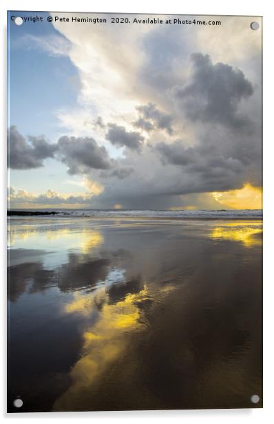 Clouds and sunset at Croyde Acrylic by Pete Hemington