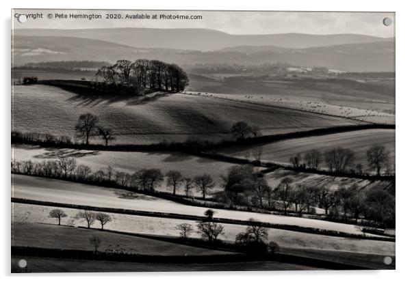 Light on rolling hills in Mid Devon Acrylic by Pete Hemington