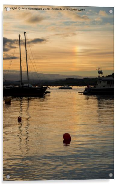 Sunset over theTeign Estuary Acrylic by Pete Hemington